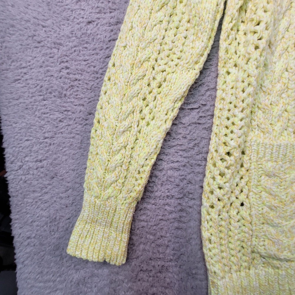 Anthropologie Serenity Cardigan Womens M/L Chartreuse Yellow Open Knit Spring - Picture 5 of 16